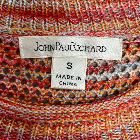 NWOT JohnPaulRichard Space Dyed Sweater Tunic 3/4 Sleeve Orange S - Picture 10 of 15